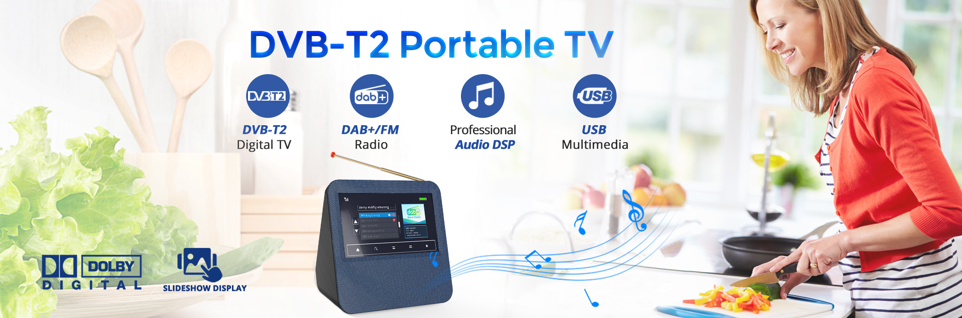 DVB-T2 Portable TV With DAB/FM Radio